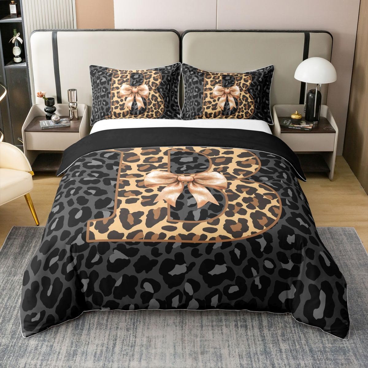 Housse de couette 140x200 pour une chambre de fille grise au style coquet