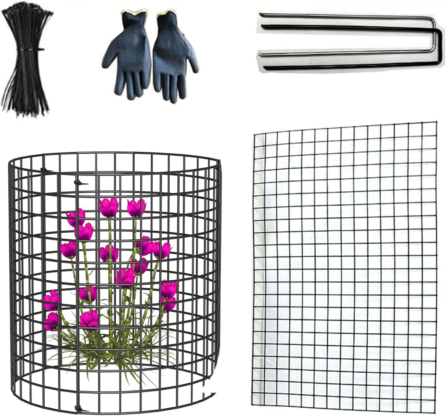5 Pack Plant Protectors from Animals 14x14 in Steel Wire Mesh Plant Cages Heavy Duty Gardening DIY Sturdy Chicken Wire to Protect Outdoor Plant, Flower, Vegetables