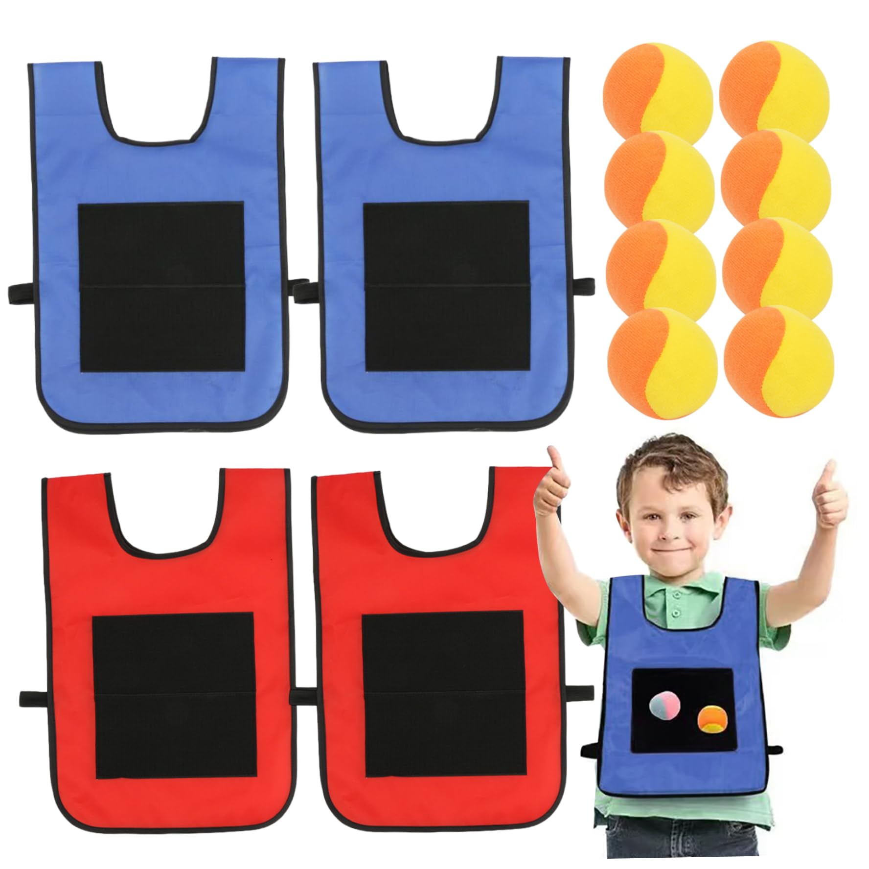 4 set di palline Dodgeball con 8 palline sportive e 4 giubbotti adesivi con giochi con la palla lancio interattivo bersaglio gioco appiccicoso per bambini che giocano all'aperto