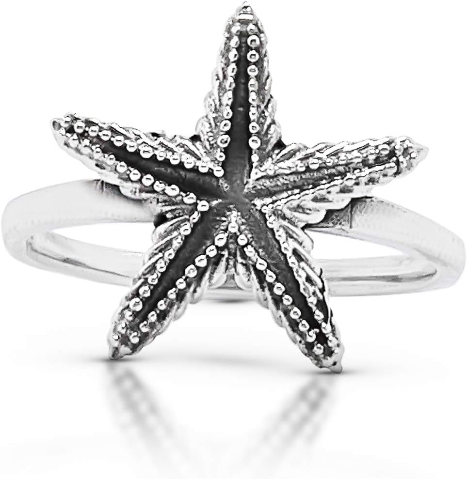 Starfish Ring 925 Sterling Silver Vintage Boho Chic Animal Sea Jewelry (7)