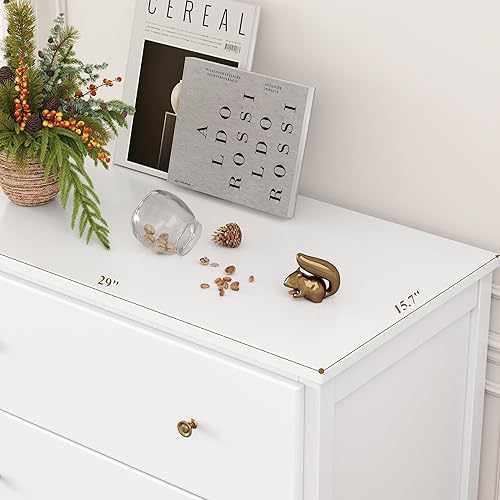 Miniatura 7 de HOUSUIT Cómoda blanca, cómoda de 4 cajones, cómoda alta moderna, armario de almacenamiento de madera para sala de estar, pasillo, entrada, oficina