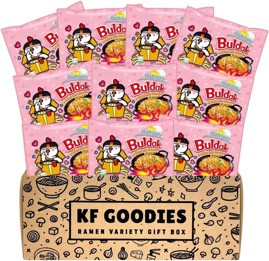 Korean Ramen Variety Pack Gift Box (10 Count) – Spicy Buldak Noodle Assortment for Birthdays, College Care Packages, Office Snacks, and Gift Baskets