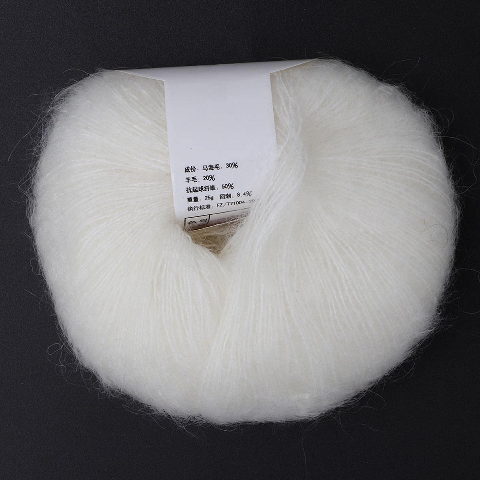 Uxsiya Angora Wool Yarn, Wool Knitting Yarn Warm Warm Angola Mohair Popular for Knitting Crocheting for Home (01 White) - Image 4