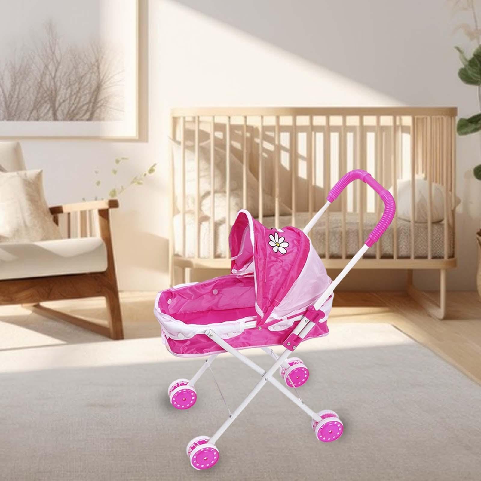 Bunblic Poupée Bébé Jeu d'Imitation Décoration de Maison de Poupée Poussette Jouet de Simulation Interactif Chariot Poussoir Jouet pour Enfants Petites Filles