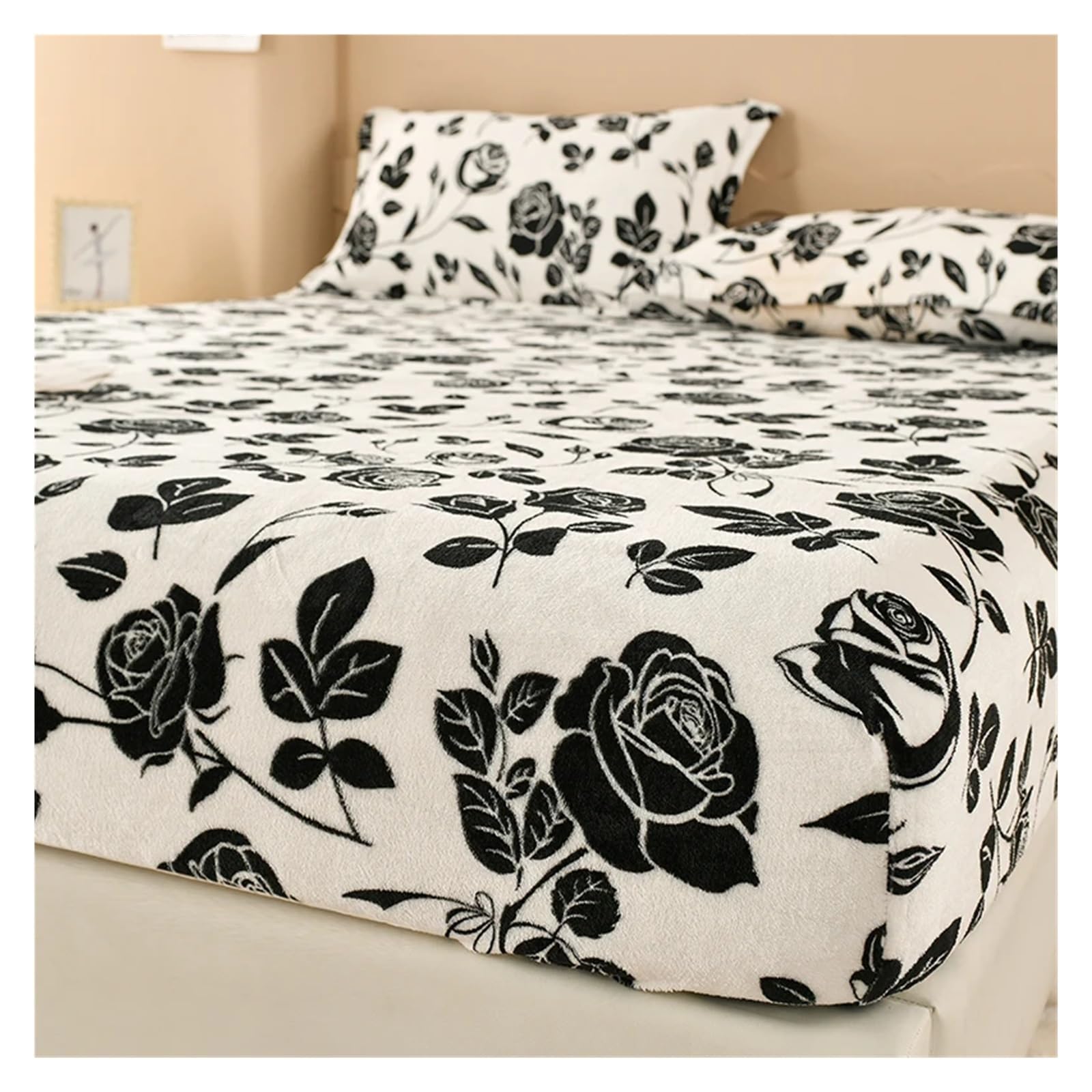 Fitted Sheet Super Warm Bed Sheet for Winter Cartoon Style Fitted Bed Sheet Queen/King Size fundas de colchón Reactive Printed All-inclusive(Mgal,120x200x25cm 1pc)