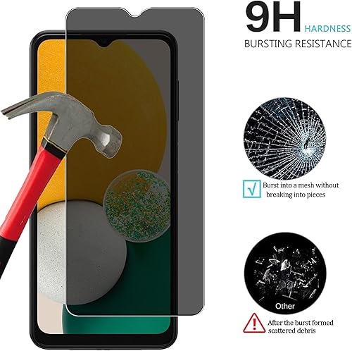 Miniatura 4 de Paquete de 2 protectores de pantalla de privacidad para Samsung Galaxy A13, dureza 9H, antiarañazos, antiespía, protector de pantalla de vidrio