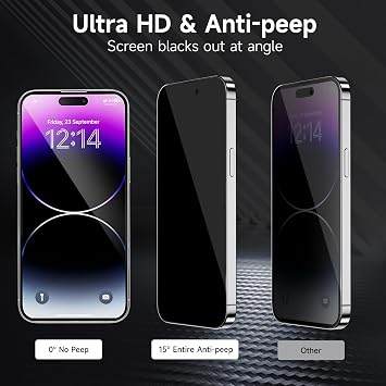 Coverzone Hayalet Gizlilik Filtreli Ekran Koruma iPhone 15 İle Uyumlu 0.33mm İncelik Privacy Cam Hayalet 5D Gizlilik Filtreli iPhone 15 ile uyumlu Ekran Koruyucu