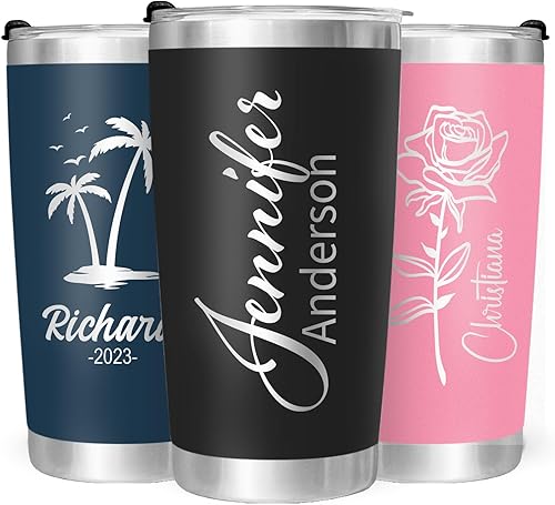 Vaso personalizado con imágenes y nombre de texto, vaso aislado de doble pared personalizado, regalos personalizados para padres para mujeres,