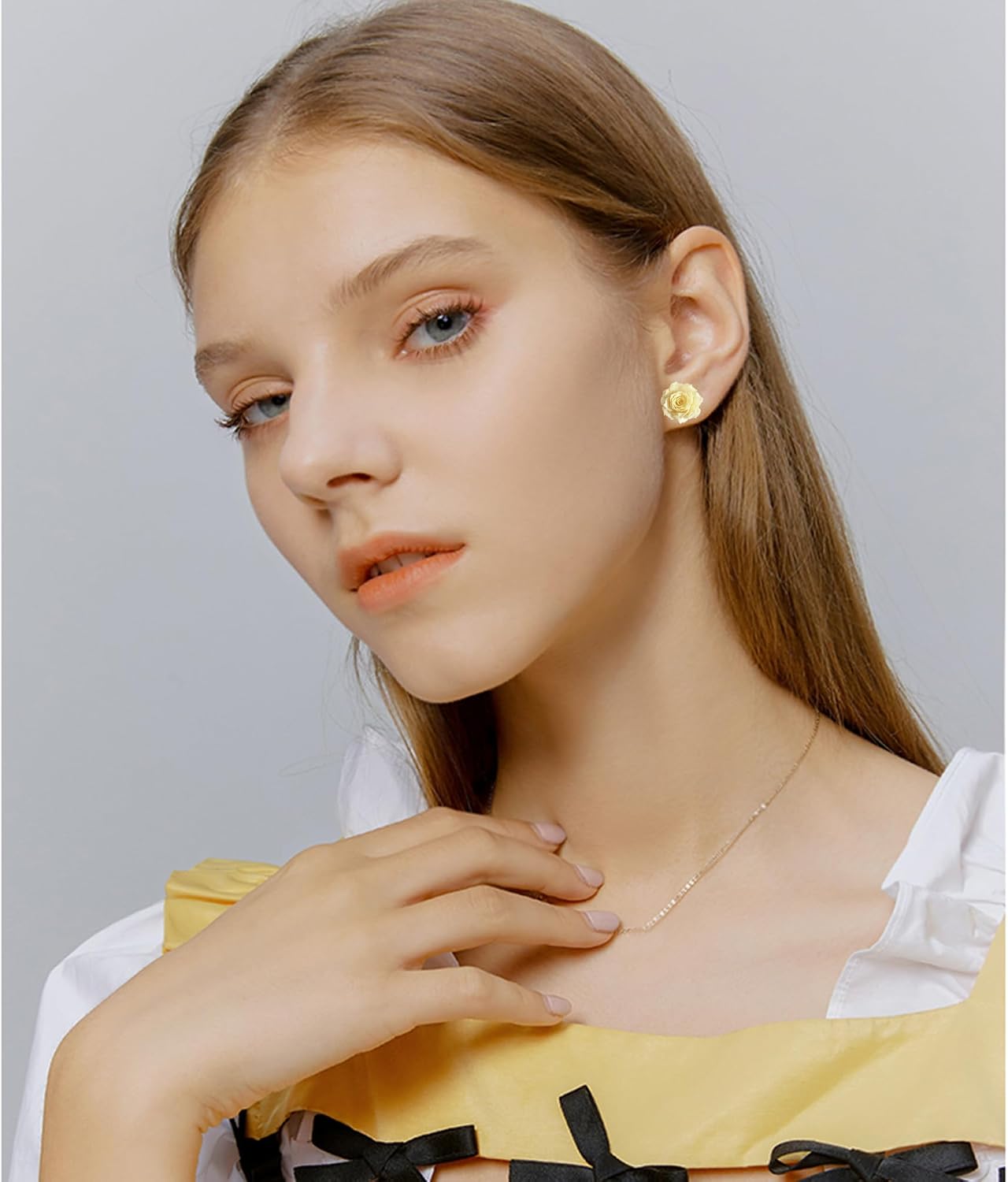 Dainty Tiny Acrylic Withered Rose Flower Camellia Stud Earrings Aesthetic Floral Earrings For Women image 3
