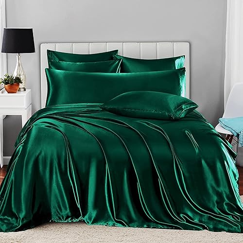Miniatura 2 de Homiest Juego de sábanas de satén de 7 piezas, tamaño California King, juego de sábanas de satén, juego de sábanas de satén de lujo, 1 sábana bajera
