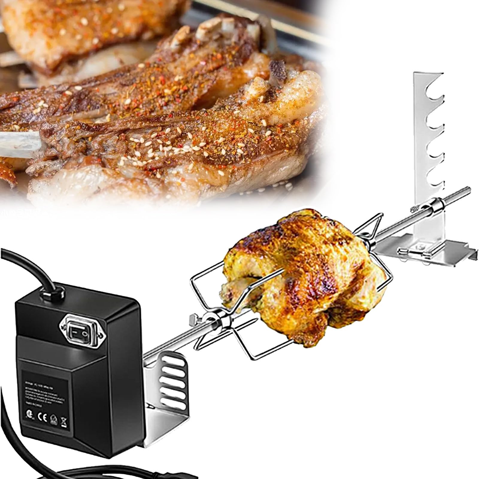 Zestaw Do Grillowania Elektrycznego, PrzenośNy RożEn Do Grillowania Na ZewnąTrz, Kempingowy, Regulowany, Obrotowy Zestaw NarzęDzi Do Pieczenia MięSa O RóżNych Rozmiarach