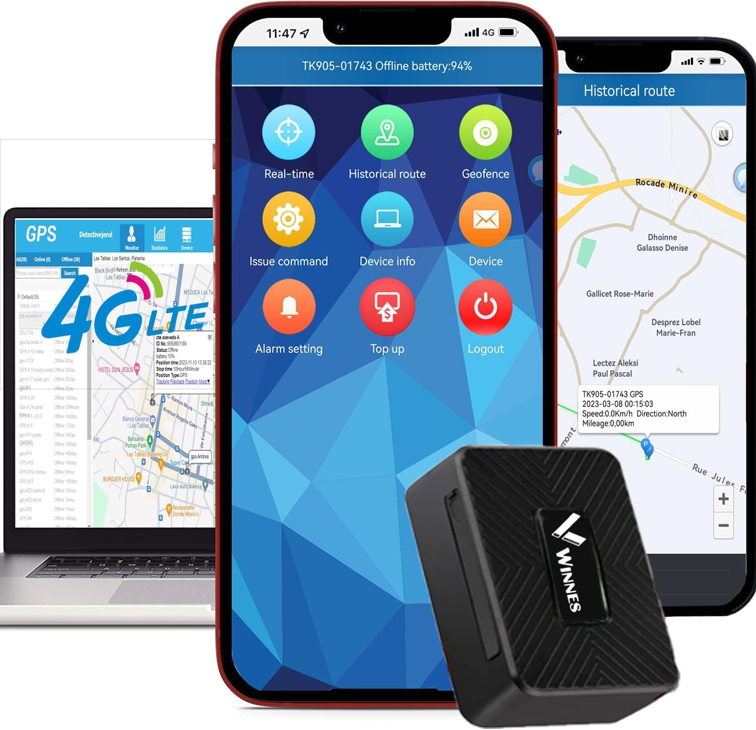 GPS Tracker Auto 4G Mini Magnet Echtzeit Ortungsgerät TK913-4G, Fahrzeug Tracker GPS Locator mit APP SMS Webplattform, Wasserdicht Versteckbar für Auto Motorrad LKW Wohnmobil Anhänger, Diebstahlschutz