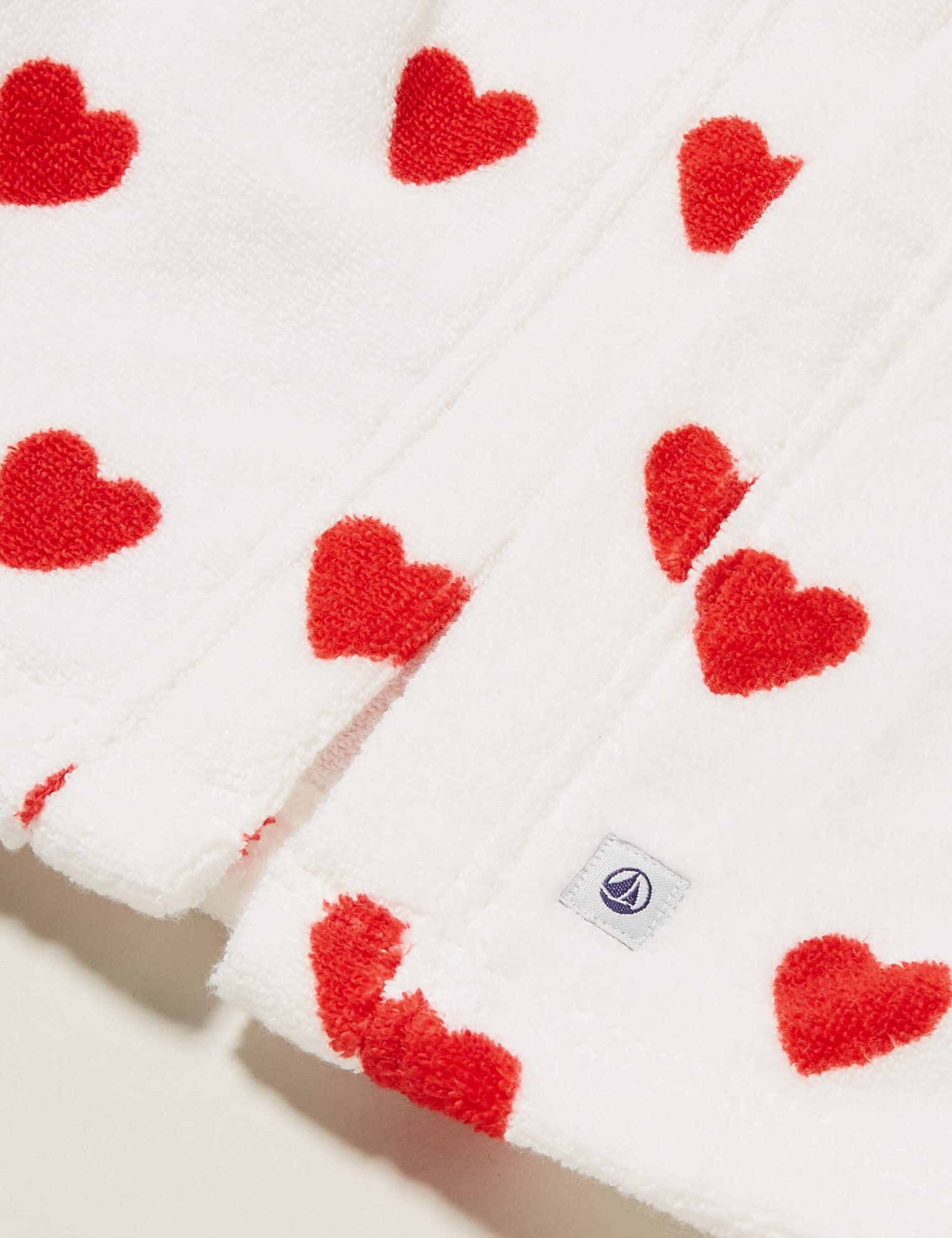 Petit Bateau Cape de bain Mixte bébé, Blanc Marshmallow/Rouge Terkuit, Taille Unique