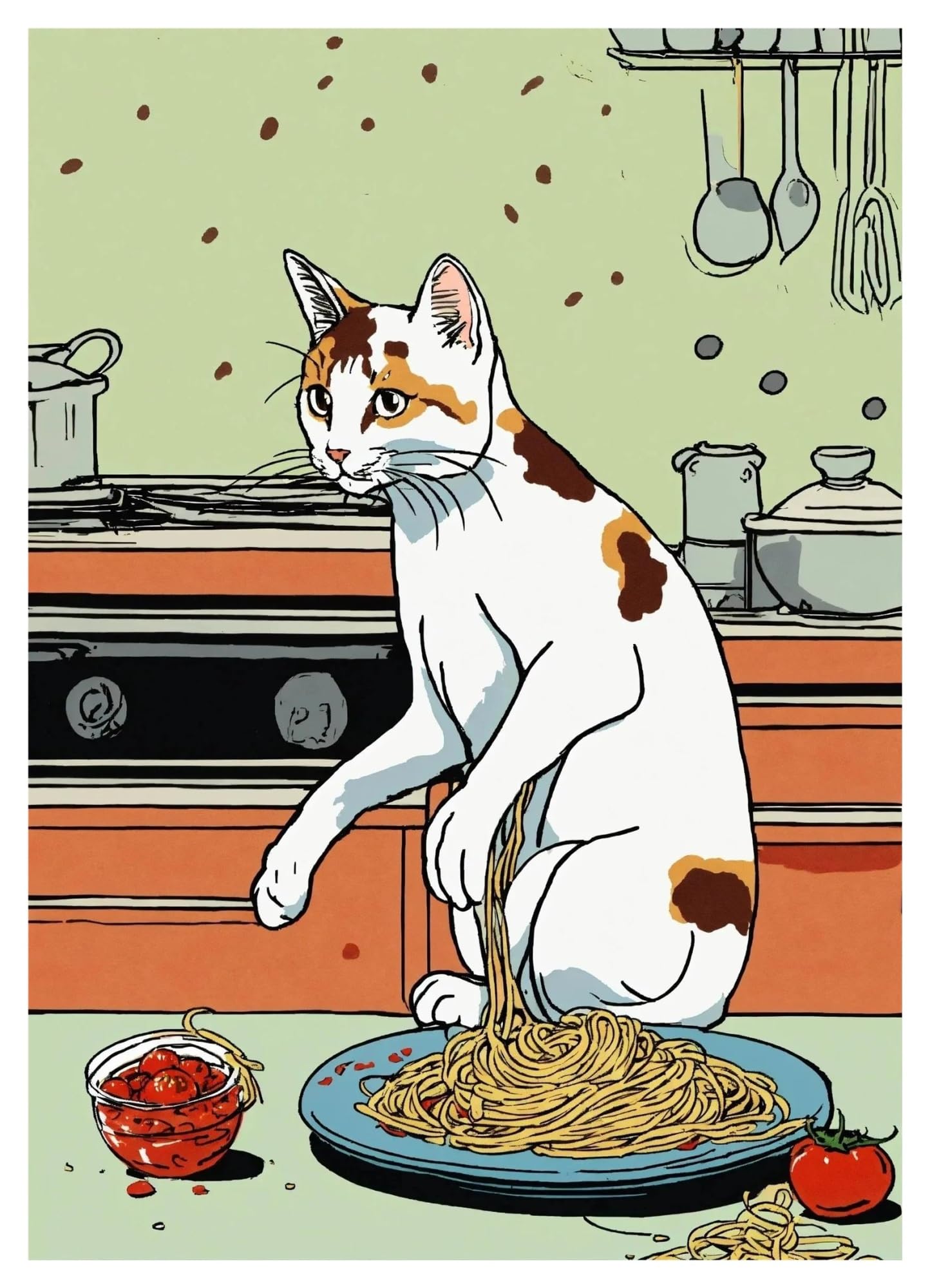 Peinture sur Toile Manga Chat Mignon Impression Art Moderne