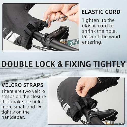Miniatura 5 de ROCKBROS Fundas para Manillar Cubiertas para Manillar de Bicicleta de Montaña Calentadores para Clima Frío Guantes Térmicos para Manillar de