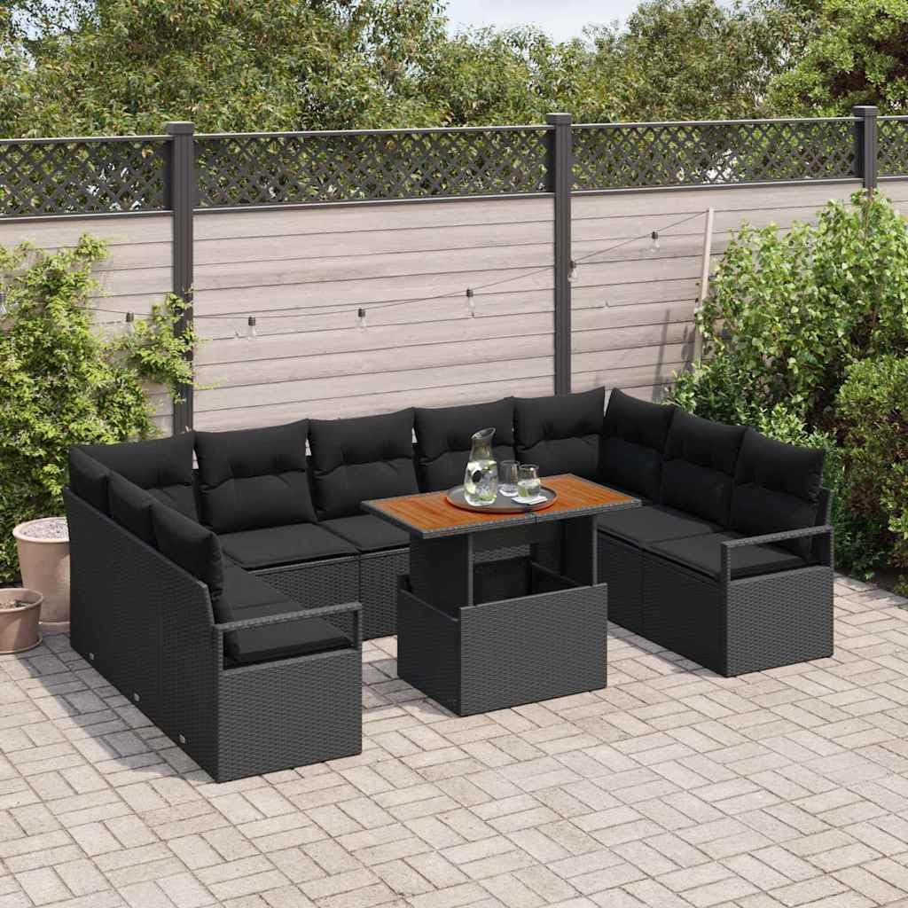 Juego de muebles de jardín de 7 piezas de ratán con espacio de almacenamiento, color beige