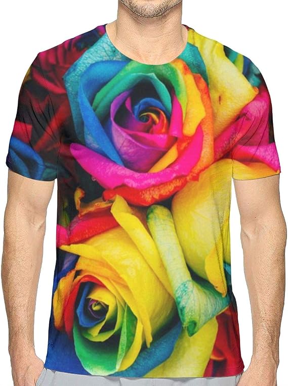 Amazon Co Jp Tシャツ レインボーローズの花びら 半袖 服 メンズ 夏 カジュアル ファッション 丸襟 柔らかい 快適 ファッション