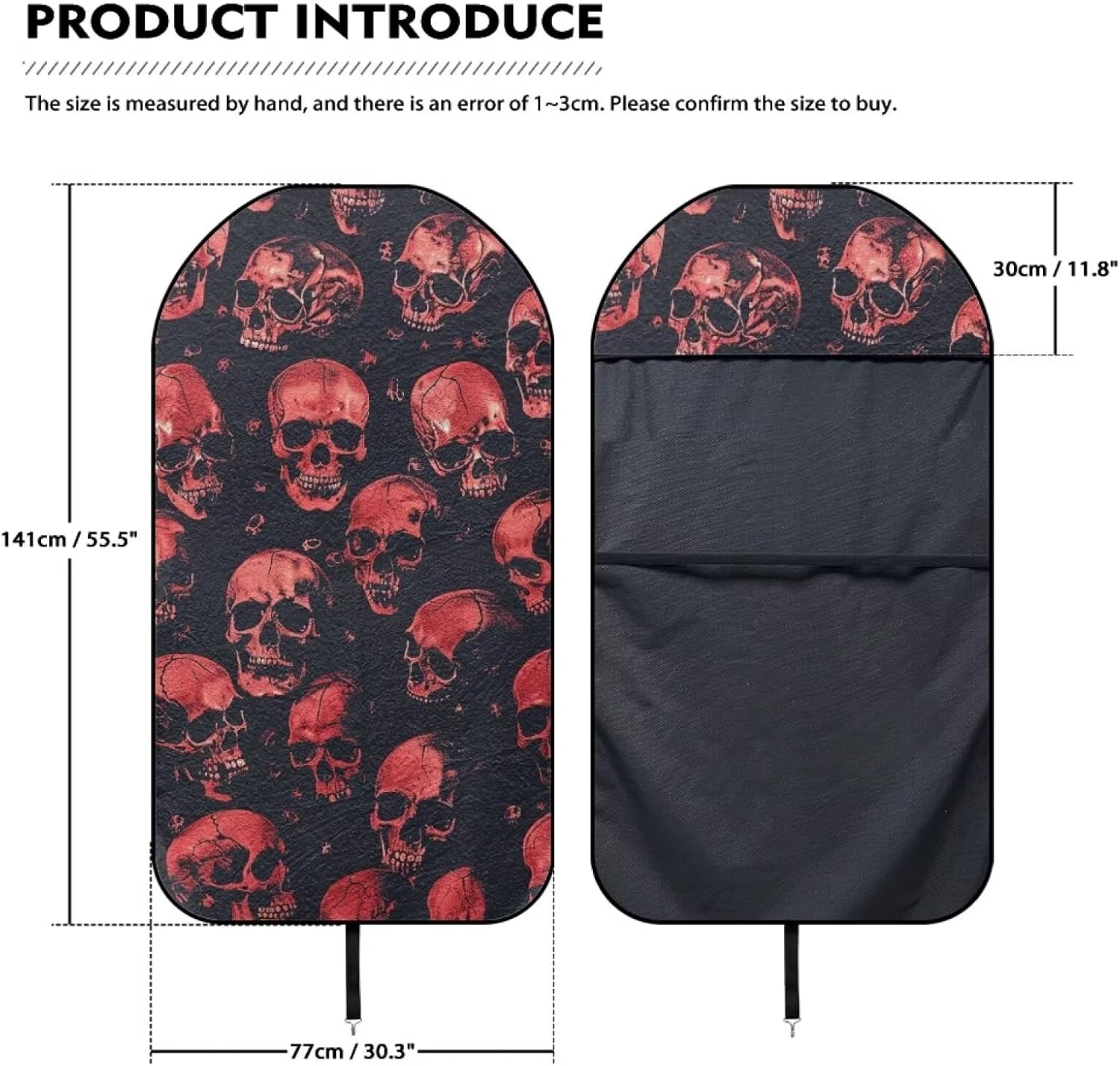 Skull Print Sweating Car Seat Cover, Waterproof Car Seat Protector Bucket One-Piece Car Seat Protector from Sweat, Universal Fit for Cars Trucks, Red