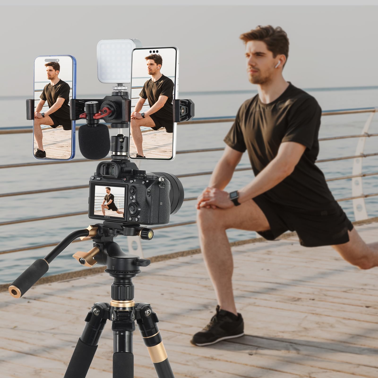 Staffa Flash UTEBIT 27cm - Supporto Per Fotocamera, Flash E Microfoni Con 4 Attacchi 1/4" - Foto 3