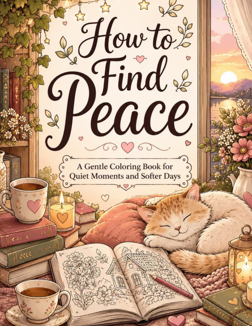How to Find Peace: A Cozy Adult Coloring Book for Stress Relief and Relaxation (Gentle Coloring Book)