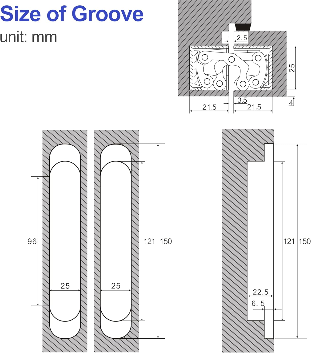 2Pcs 6 inch Hidden Door Hinges -Invisible Hinges for Doors, 180 Degree Swing Concealed Hinges, 3 Way Adjustable & Heavy Duty (‎Silver)