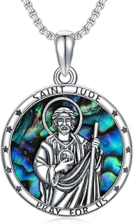 925 Sterling Silver Patron Saint Necklace Saint Michael/Joseph/George/Jude/Anthony/Peter/Virgin Mary/Jesus/Archangel/Guardian Angel/Medusa Pendant Necklace Protect Us Medal Amulet Religious Jewelry Gifts for Men Women Boys Girls