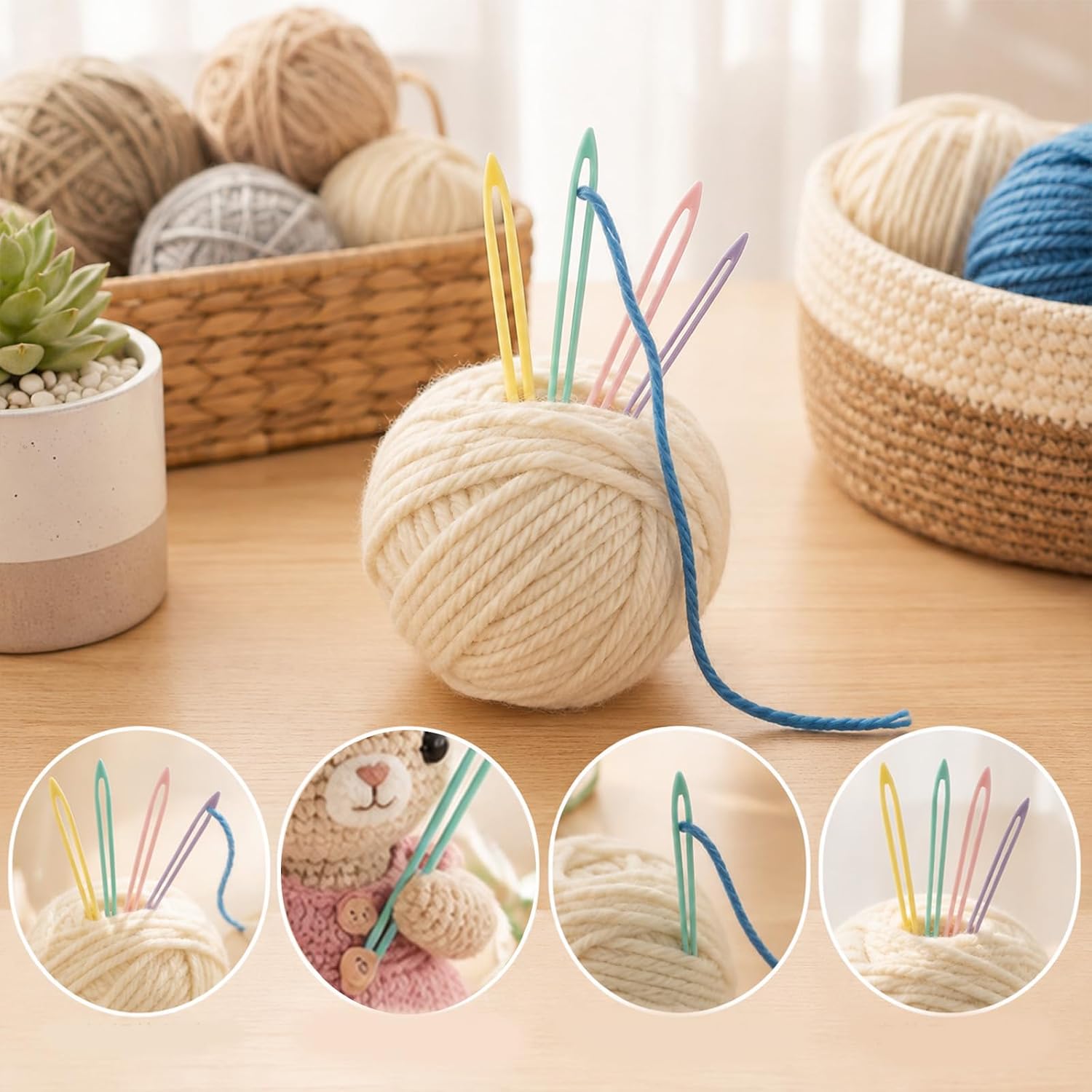 Lnidpd 17 Pcs Large Eye Finishing Yarn Needles Kit for Sewing Tapestry