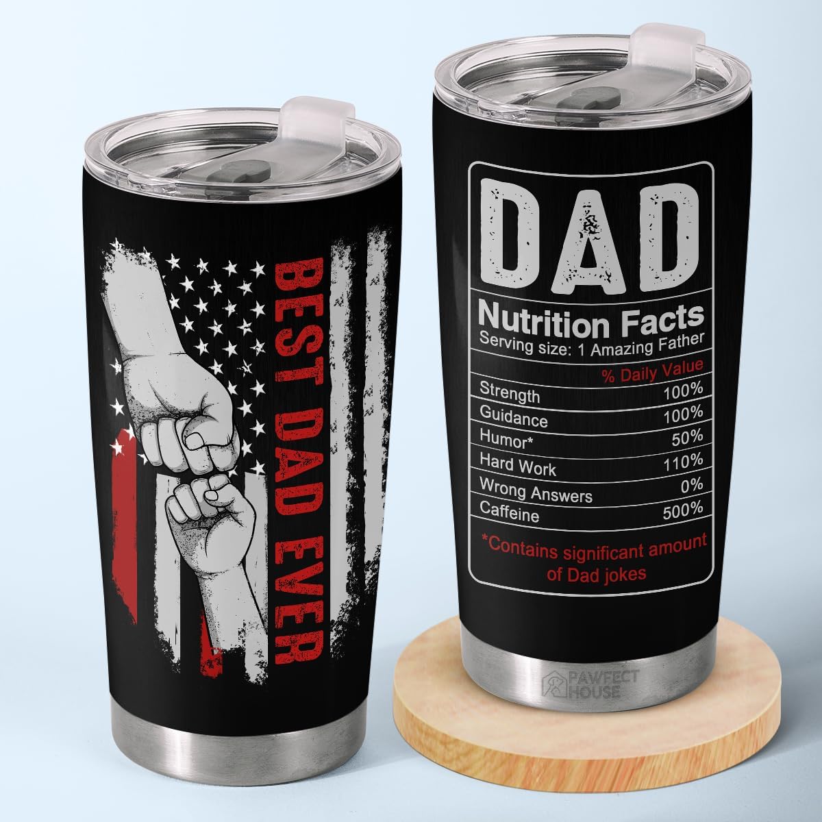 Pawfect House Best Dad Ever Tumbler, Christmas Birthday Gifts For Dad, Husband, Stepdad, 20 Oz Stainless Steel Tumbler, Papa Gifts From Daughter Son Wife, Fist Bump Tumblers For Daddy, Father - Image 2