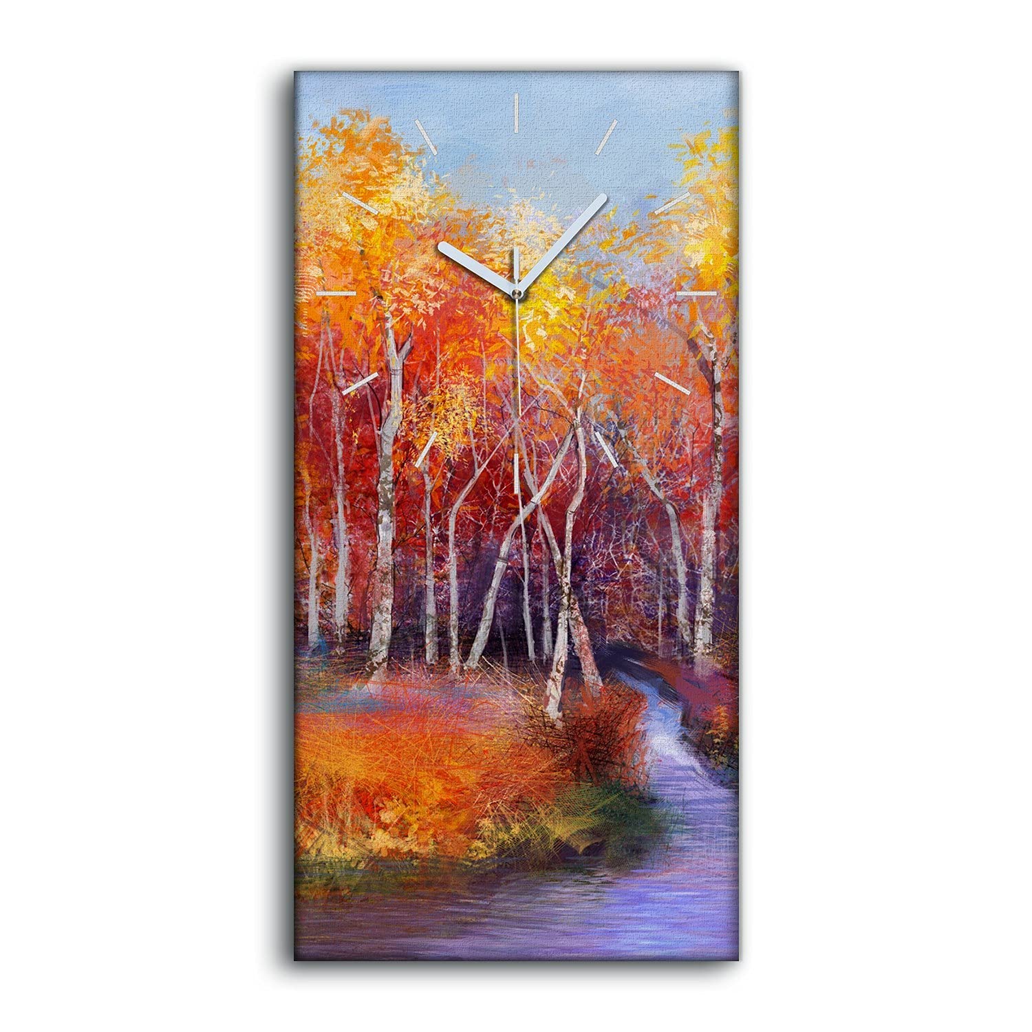Horloge sur Toile Art Moderne Tableau Abstrait Nature Coloray 30x60