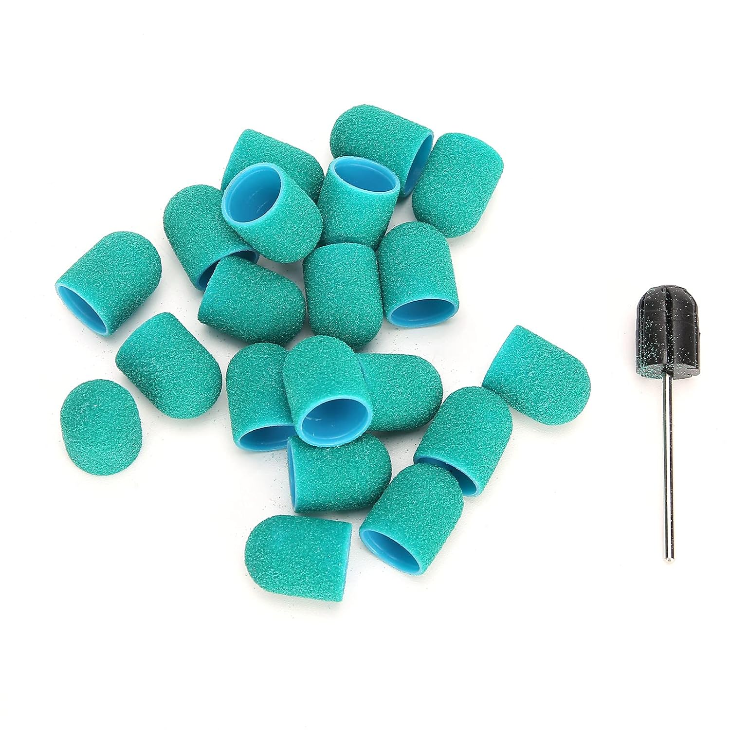 Nail Sanding Band Drill Bit, Manicure Sanding with 20 Grinding Head Bits for Electric Nail Drill, Manicure Toolail Sanding Bands Grinding Sand for Nail Drill(Green)