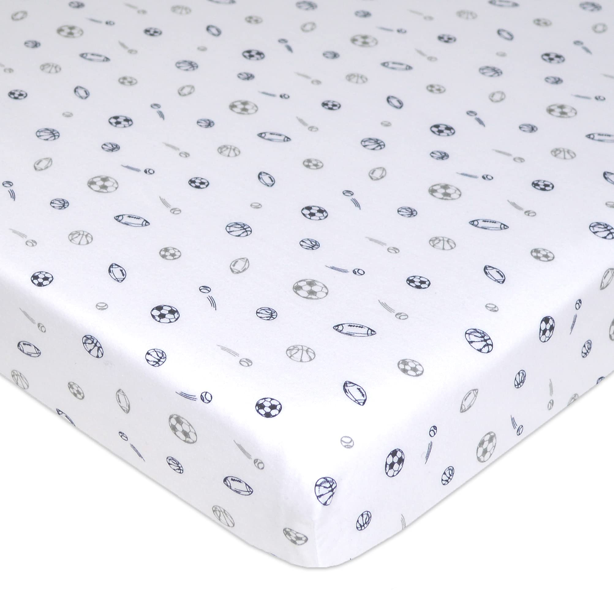 TL Care Cotton Fitted Pack and Play Sheet 39x27, Navy/Grey Sports