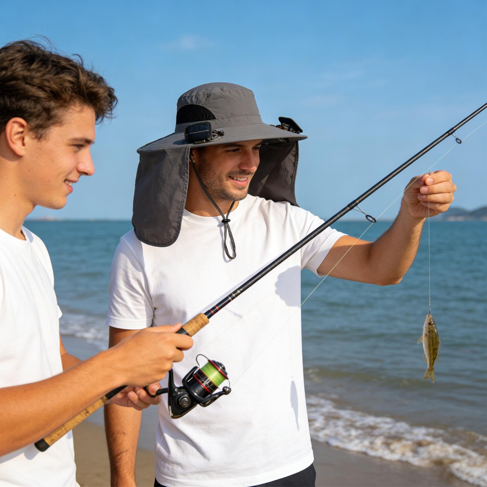 Sombrero con Ventilador,Protección UV y tejido transpirable - Plegable con Dos Ventiladores Solares para Jardinería Senderismo Playa Vacaciones - para Hombre Mujer Senderismo Exterior Playa Vacaciones