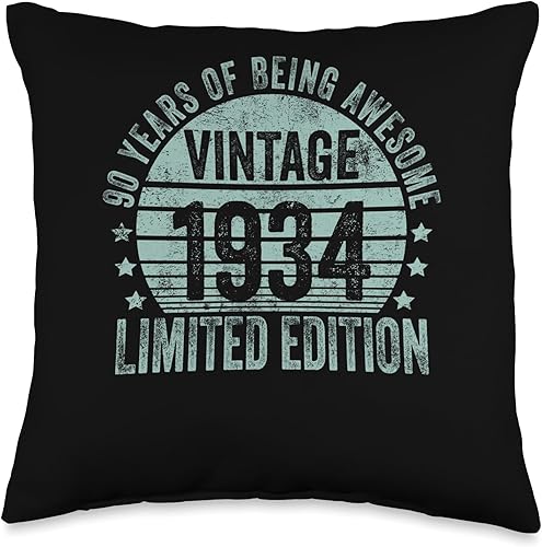 Miniatura 4 de Retro 90th Birthday Gifts Men Women Throw Pillow, 18x18, Multicolor