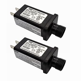 24V LED Transformer Controller, Class 2 Power Supply, IP44 Waterproof, Low Voltage Transformer, US Plug for 6W Christmas String Light 2 Packs