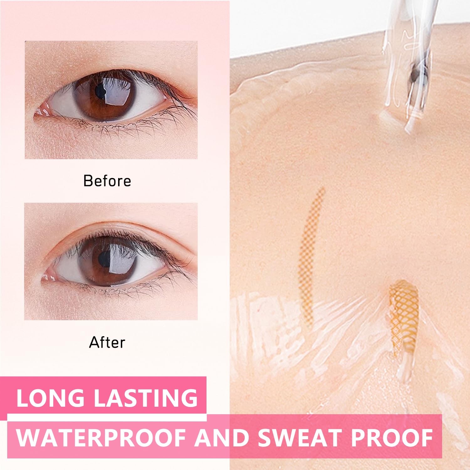 TORMEN 240 Pairs Double Eyelid Lift Strips, Invisible Waterproof Natural Lace Mesh with Forked Rods and Tweezers for Hooded, Droopy, Uneven, or Mono-eyelids with Thin eyelids and Slim (Crescent)