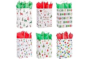 SUNCOLOR Small Christmas Gift Bags With Tissue Paper For Student Gifts
