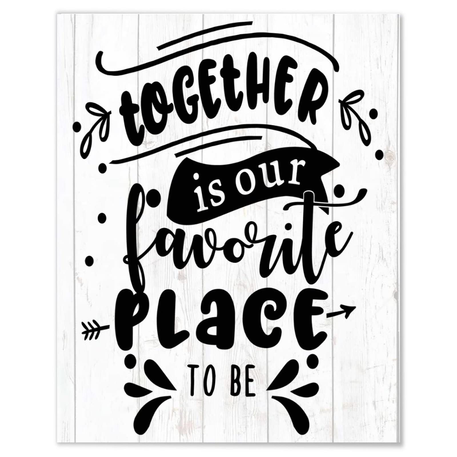 Plaque en bois Together Is Our Favorite Place to Be tableau de décoration murale 40x50 cm