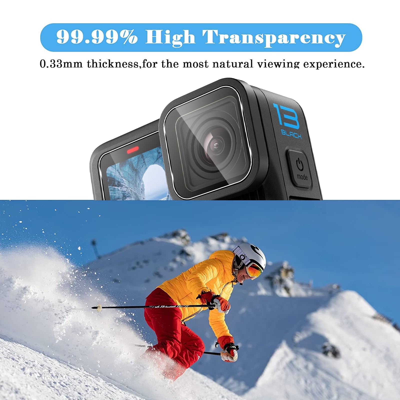 MOJOGEAR Pellicola Protettiva In Vetro Temperato Per GoPro Hero 13 - Set Completo (Anteriore, Posteriore E Lente) + Panno