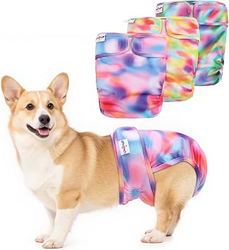 Female Dog Diapers Reusable No Tail Hole Period Panties Washable 3 Pack Diapers Female for Docked-Tail Frenchie French Bulldog Boston Terrier Without Tail U-WWD03XS