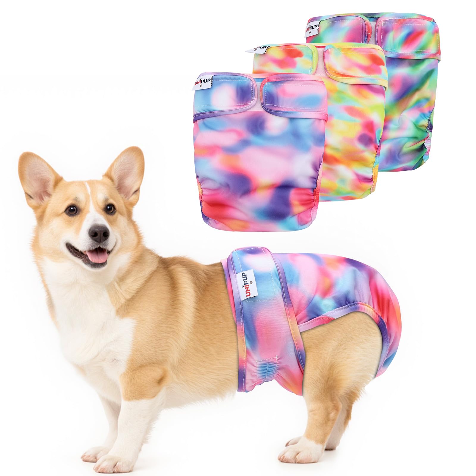 Couches lavables sans trou de queue pour chien femelle Boston Terrier lot de 3