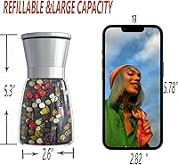 Vista 2 de Molinillo de Pimienta Profesional - con Rotor de Mecanismo de Acero al Carbono Endurecido de Alemania, Molino de Pimienta Rellenable 6OZ Vidrio