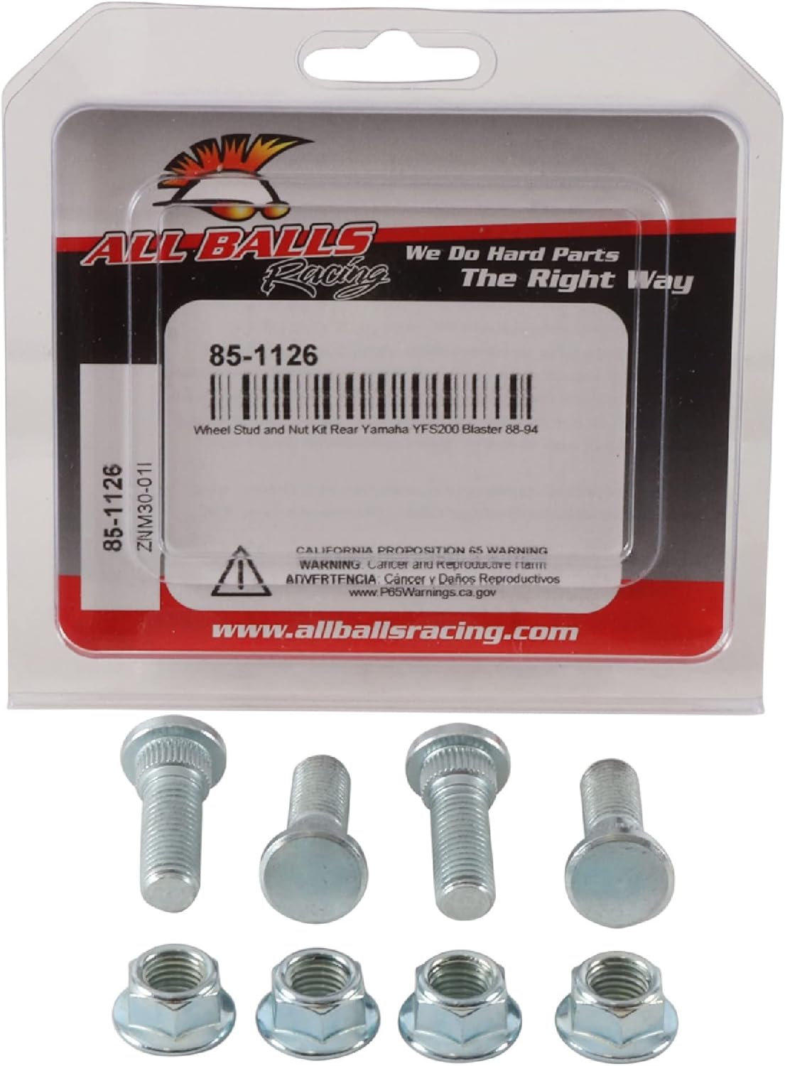 All Balls Racing Wheel Stud and Nut Kit 85-1126 Compatible with/Replacement for Yamaha YFS200 Blaster 1988-1994