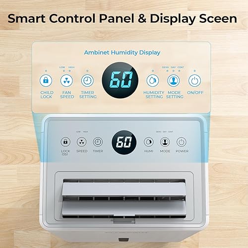 Miniatura 5 de Deshumidificador PLUSCENT Max de 1500 pies cuadrados para sótano, deshumidificadores PLUSCENT Max de 21 pintasdía para el hogar, habitación grande,