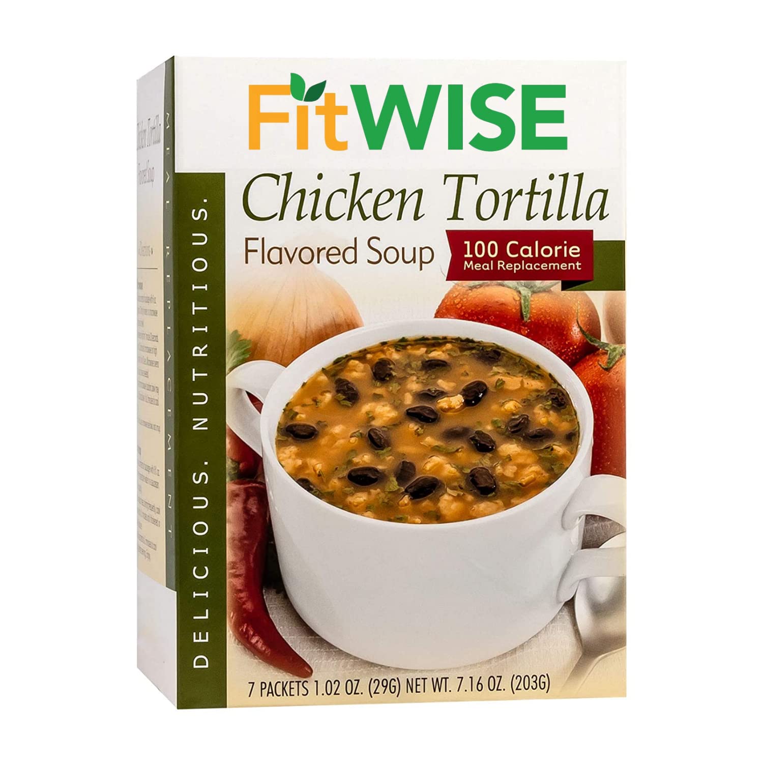 FITWISE - High Protein Soup, 15g Protein, Low Calorie, Low Fat, Low Carb, Ideal Protein Compatible, 7 Servings Per Box (Chicken Tortilla)
