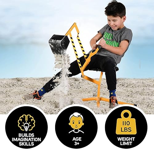 Vista 14 de Stargo Excavadora de juguete para niños, excavadora de arena en ruedas, juguetes de acero para niños, juguetes de arena, excavadora de paseo