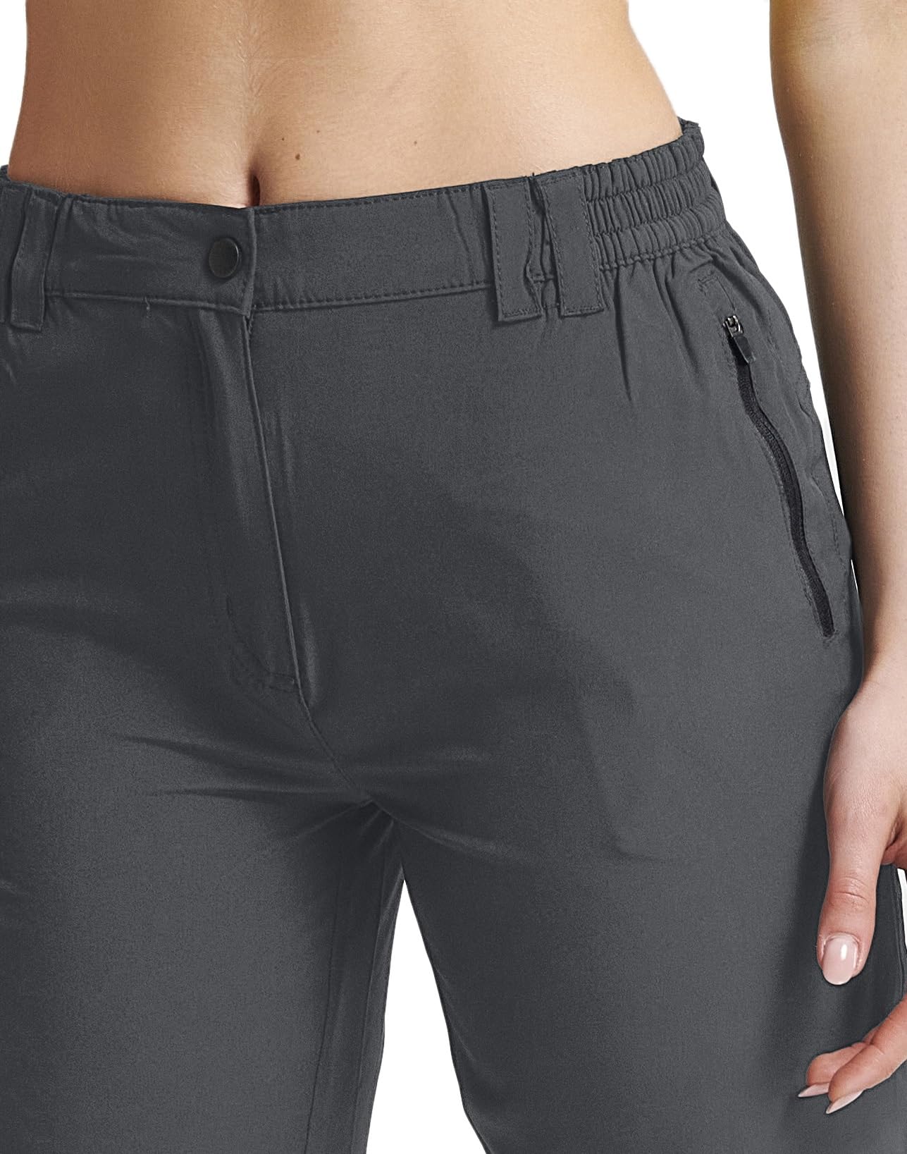 Pantalones cortos de senderismo para mujer, cómodos pantalones cortos de trekking con cintura elástica y prácticos bolsillos