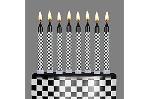Cindeer 12 pcs Race Car Cake Decorations Black and White Checkered Flag...