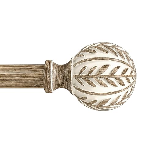 QDWIS Boho Wood Curtain Rods for Windows 48 to 84