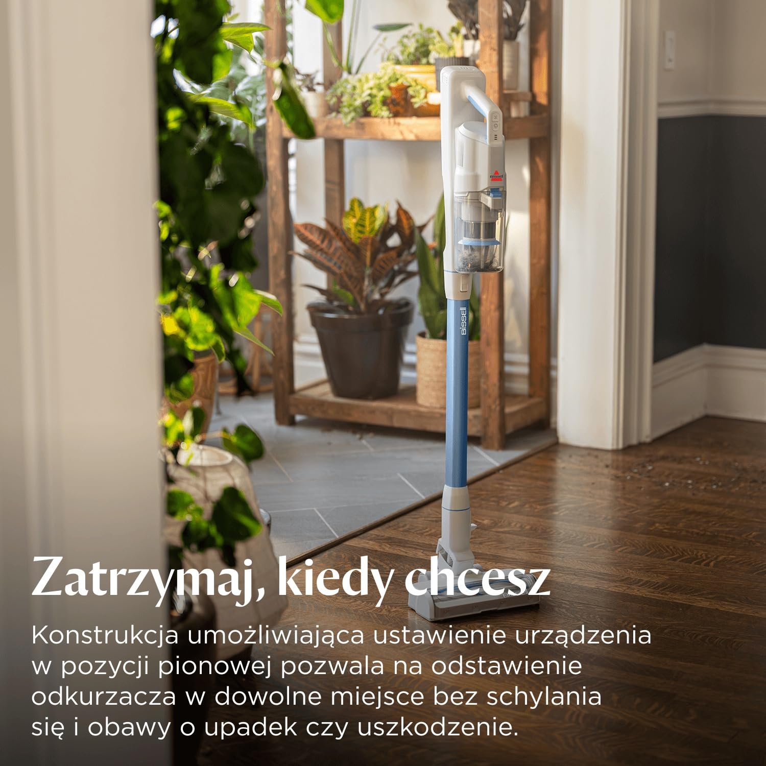BISSELL PowerClean, odkurzacz pionowy, silnik 200 W, diody LED, nieplącząca się szczotka, odkurzacz 3 w 1, konstrukcja stojąca, filtr HEPA, wymienna bateria 2000 mAh, czas pracy 40 min, 4261N