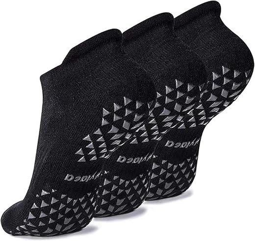 Hylaea Unisex Non Slip Grip Socks for Yoga, Hospital, Pilates, Barre | Ankle, Cushioned